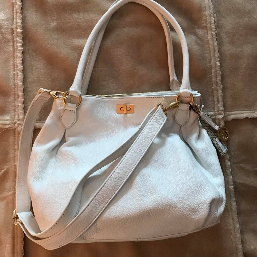 Audrey Brooke NWT Luscious white Leather Sachel. MOVING!